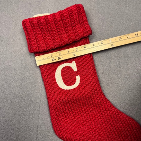 Wondershop Red Knitted Stocking Letter C Embroidered Christmas Target Brand 17in - Picture 4 of 11